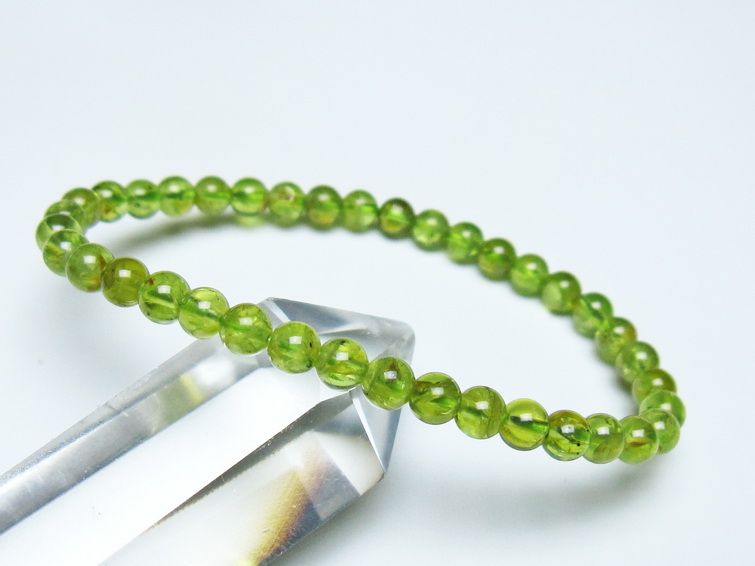 ペリドット ブレスレット 5mm メール便可 一点物 111-50524