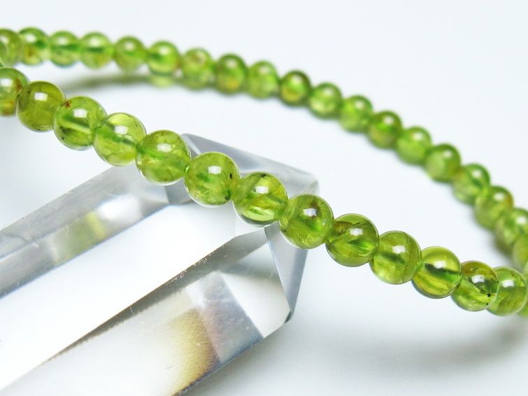 ペリドット ブレスレット 5mm メール便可 一点物 111-50524