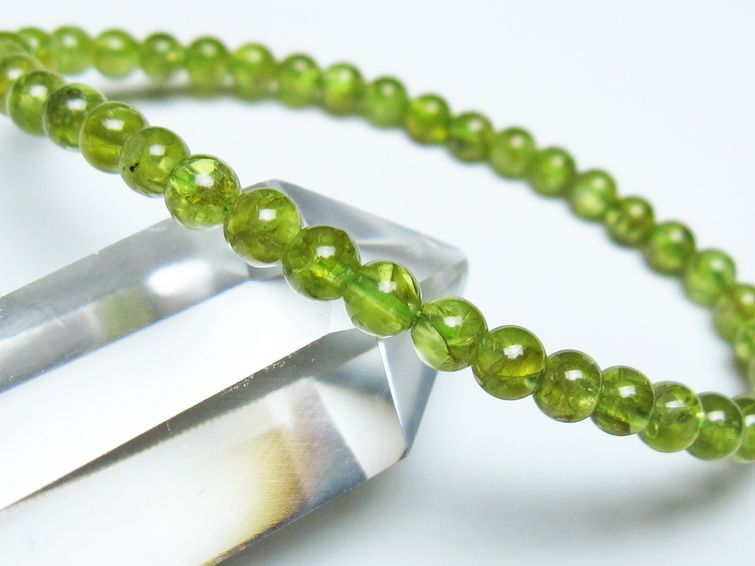 ペリドット ブレスレット 5mm メール便可 一点物 111-50525