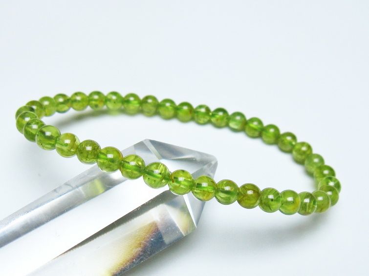 ペリドット ブレスレット 5mm メール便可 一点物 111-50526