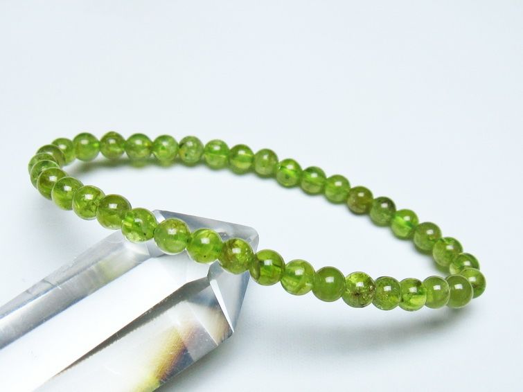 ペリドット ブレスレット 5mm メール便可 一点物 111-50527