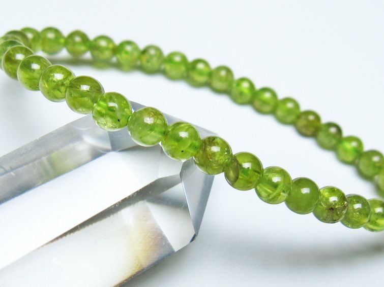 ペリドット ブレスレット 5mm メール便可 一点物 111-50527