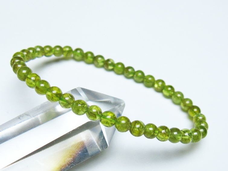 ペリドット ブレスレット 5mm メール便可 一点物 111-50528