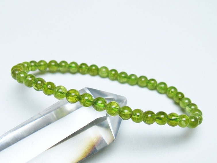 ペリドット ブレスレット 5mm メール便可 一点物 111-50529