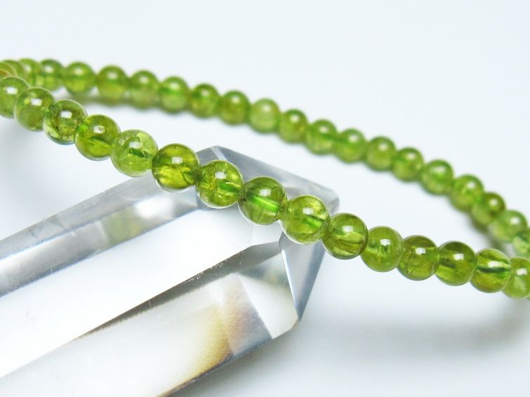 ペリドット ブレスレット 5mm メール便可 一点物 111-50529