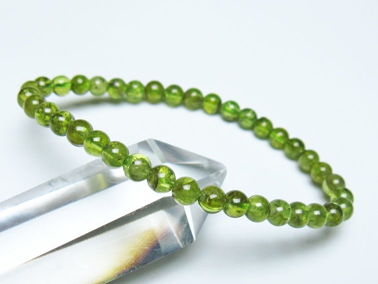 ペリドット ブレスレット 5mm メール便可 一点物 111-50530