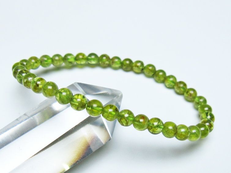 ペリドット ブレスレット 5mm メール便可 一点物 111-50531