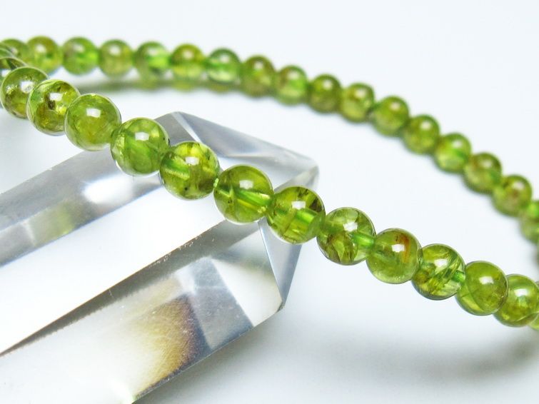 ペリドット ブレスレット 5mm メール便可 一点物 111-50531