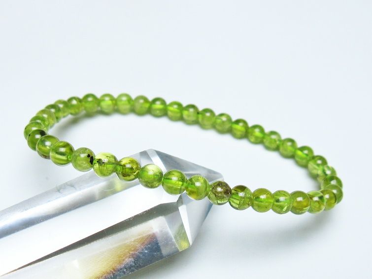 ペリドット ブレスレット 5mm メール便可 一点物 111-50533