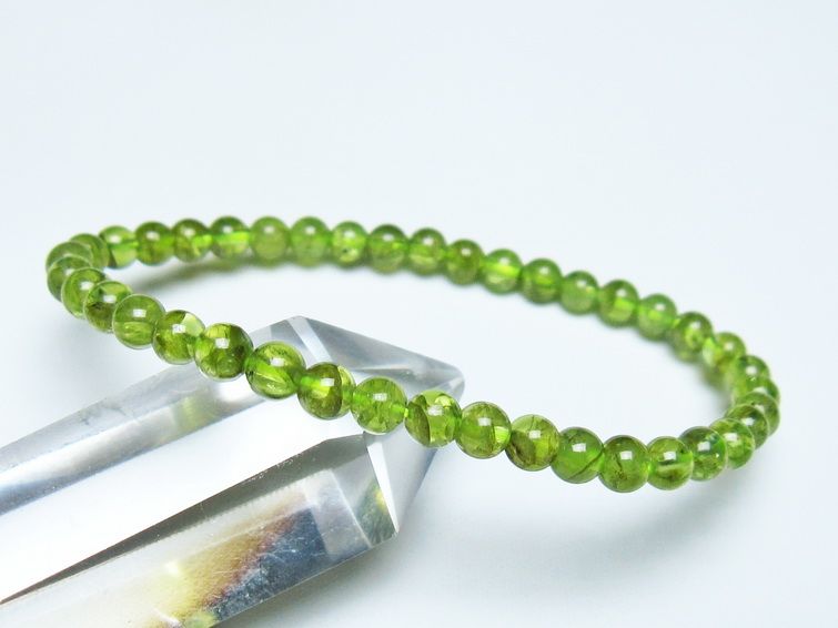 ペリドット ブレスレット 5mm メール便可 一点物 111-50534