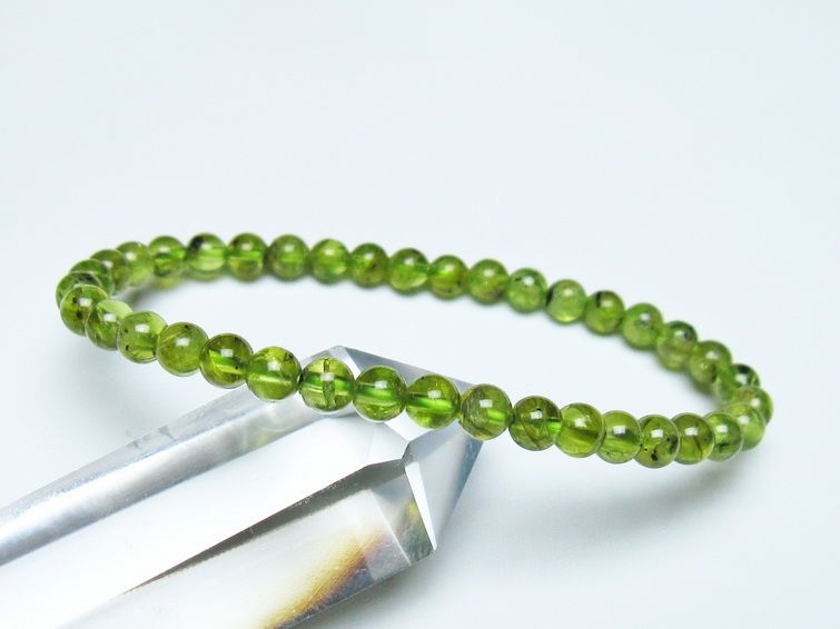 ペリドット ブレスレット 5mm メール便可 一点物 111-50535