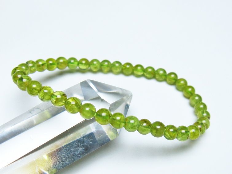 ペリドット ブレスレット 5mm メール便可 一点物 111-50536