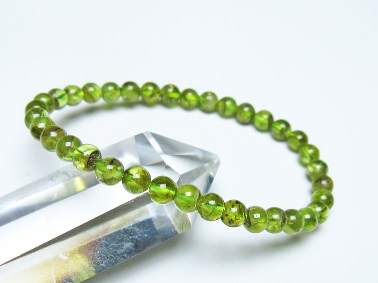 ペリドット ブレスレット 5mm メール便可 一点物 111-50537