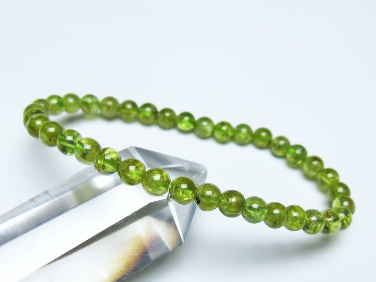 ペリドット ブレスレット 5mm メール便可 一点物 111-50538