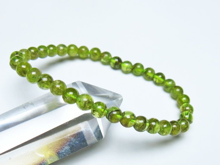 ペリドット ブレスレット 5mm メール便可 一点物 111-50539