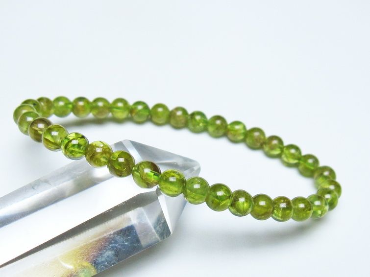 ペリドット ブレスレット 5mm メール便可 一点物 111-50541