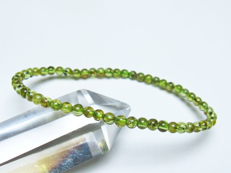 ペリドット ブレスレット 4mm メール便可 一点物 111-50542