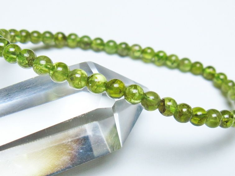 ペリドット ブレスレット 4mm メール便可 一点物 111-50543