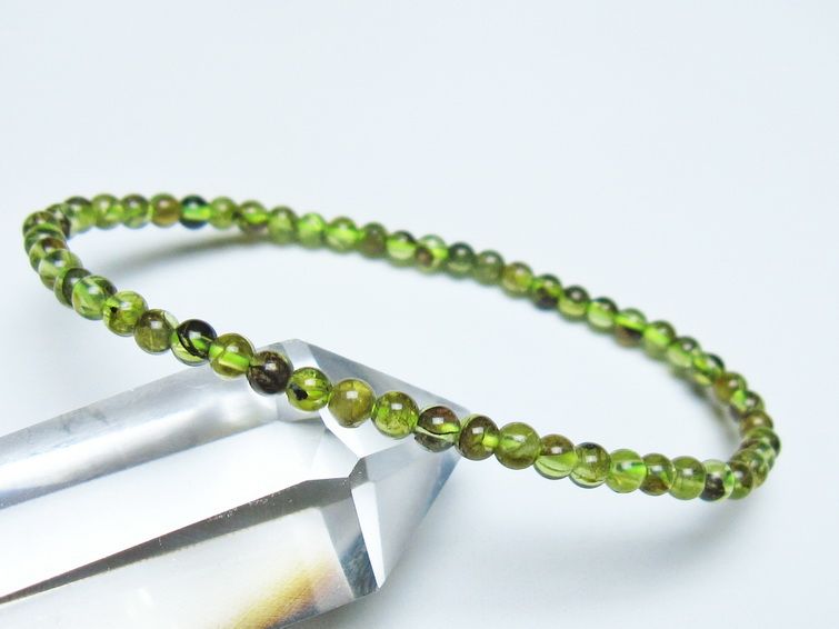 ペリドット ブレスレット 4mm メール便可 一点物 111-50544