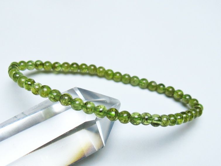 ペリドット ブレスレット 4mm メール便可 一点物 111-50545