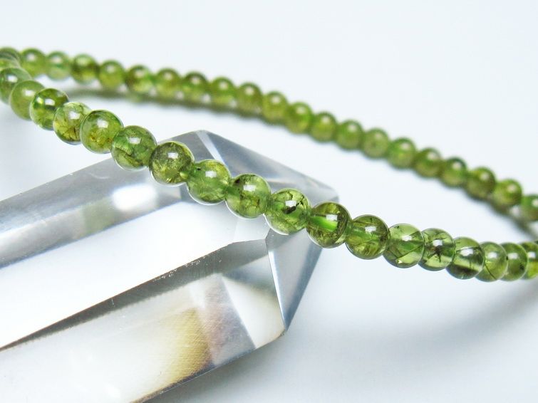 ペリドット ブレスレット 4mm メール便可 一点物 111-50545