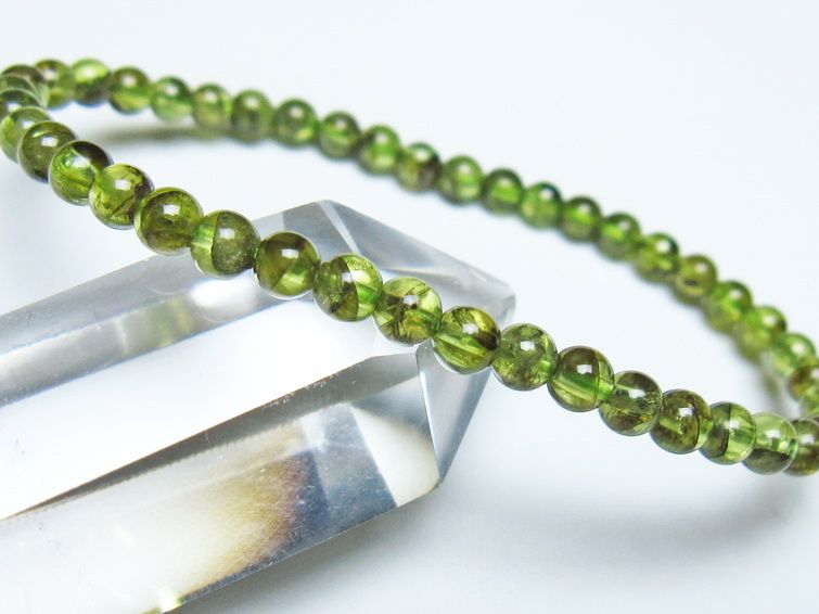 ペリドット ブレスレット 4mm メール便可 一点物 111-50546