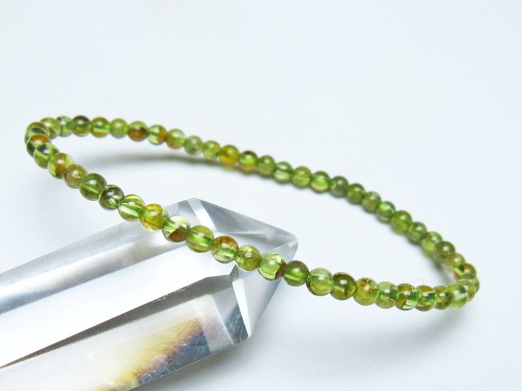 ペリドット ブレスレット 4mm メール便可 一点物 111-50547