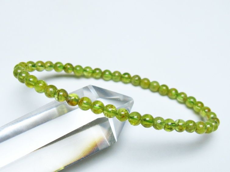 ペリドット ブレスレット 4mm メール便可 一点物 111-50548