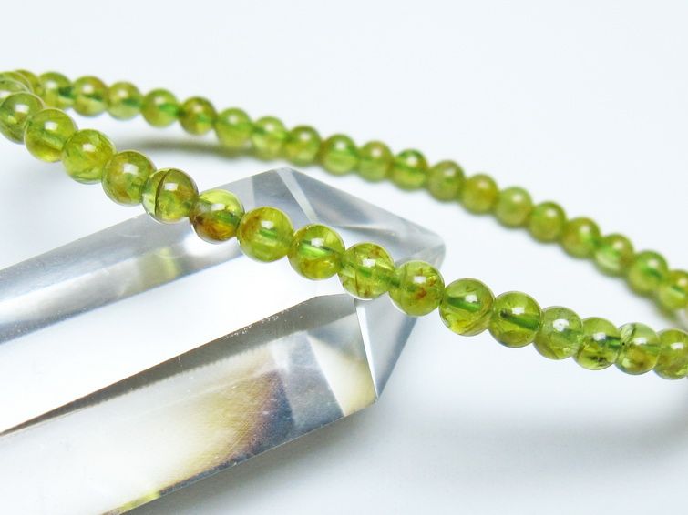 ペリドット ブレスレット 4mm メール便可 一点物 111-50548