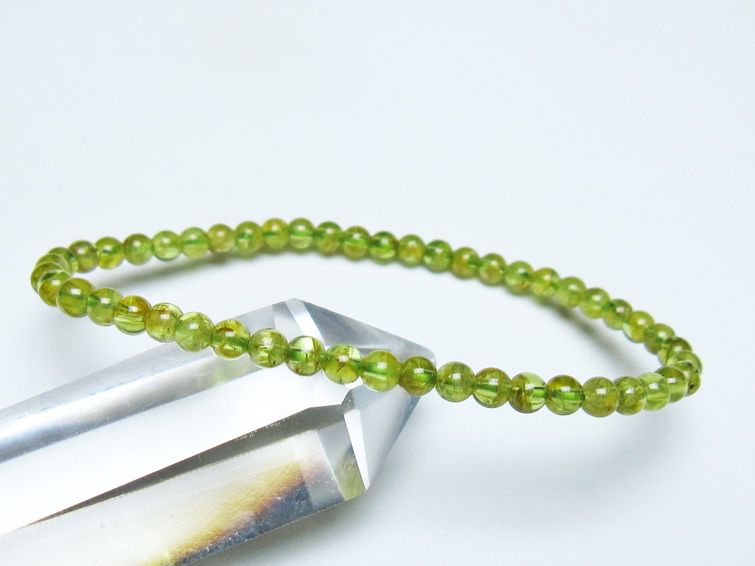 ペリドット ブレスレット 4mm メール便可 一点物 111-50549