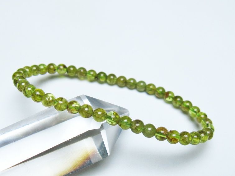 ペリドット ブレスレット 4mm メール便可 一点物 111-50550
