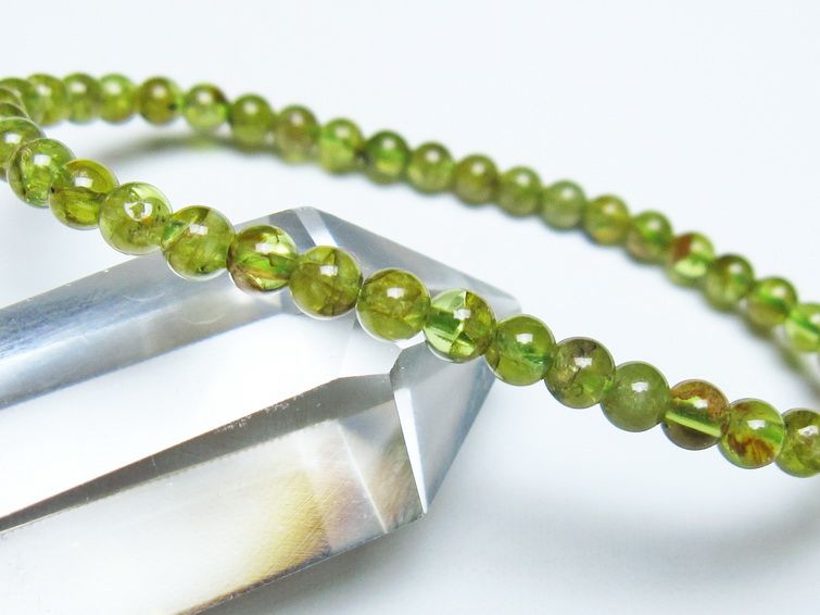 ペリドット ブレスレット 4mm メール便可 一点物 111-50550