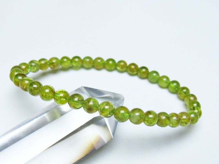 ペリドット ブレスレット 5mm メール便可 一点物 111-50551