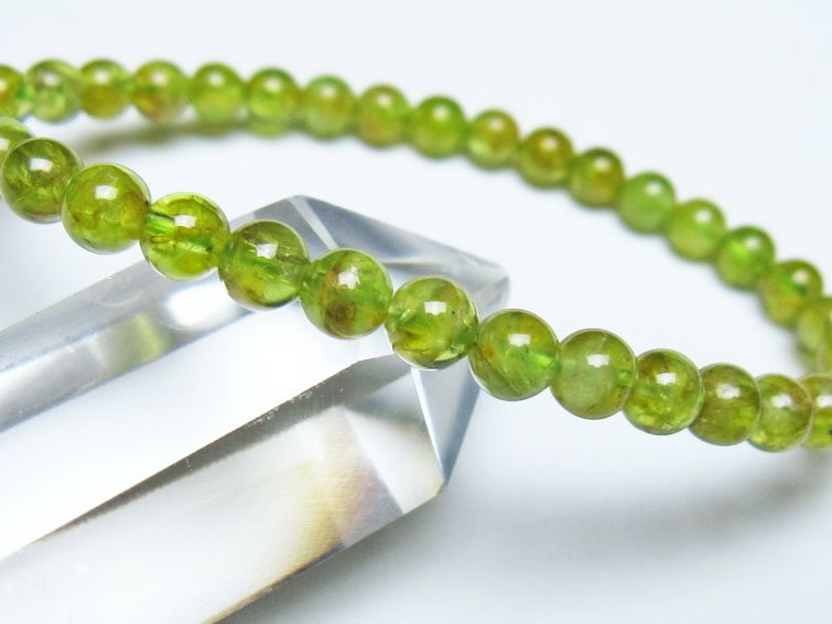 ペリドット ブレスレット 5mm メール便可 一点物 111-50551
