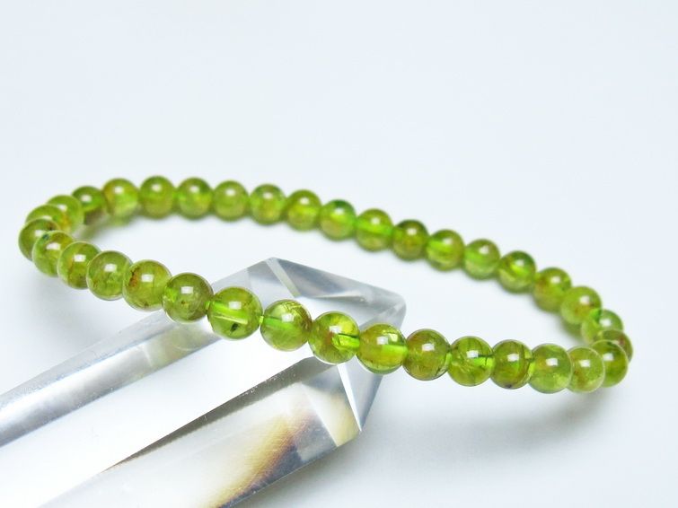 ペリドット ブレスレット 5mm メール便可 一点物 111-50552