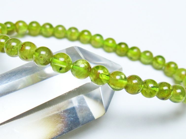 ペリドット ブレスレット 5mm メール便可 一点物 111-50552