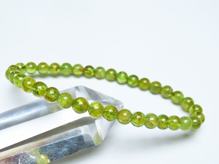 ペリドット ブレスレット 5mm メール便可 一点物 111-50553