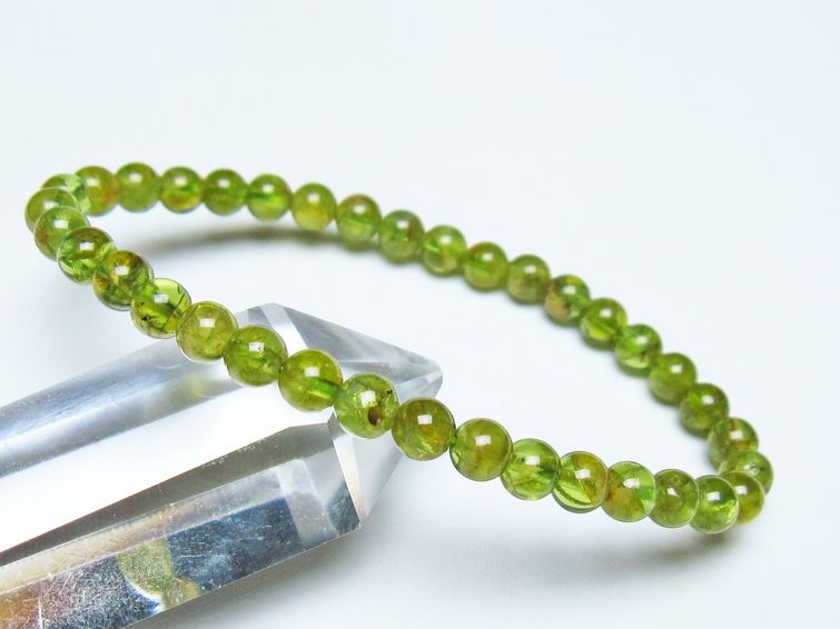 ペリドット ブレスレット 5mm メール便可 一点物 111-50554