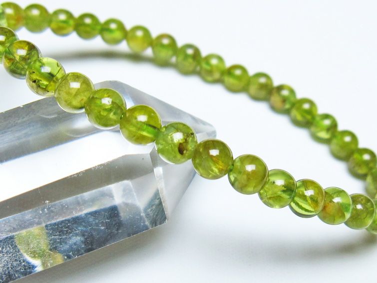 ペリドット ブレスレット 5mm メール便可 一点物 111-50554