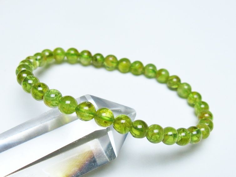 ペリドット ブレスレット 6mm メール便可 一点物 111-50555
