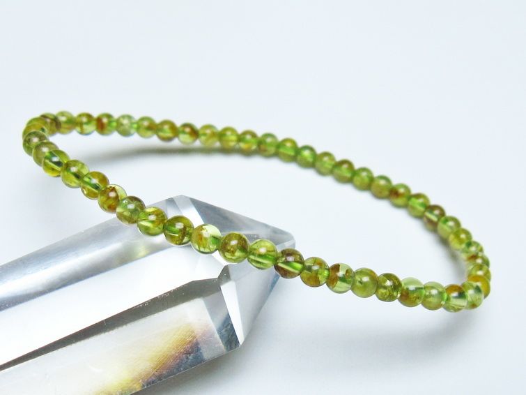 ペリドット ブレスレット 4mm メール便可 一点物 111-50556