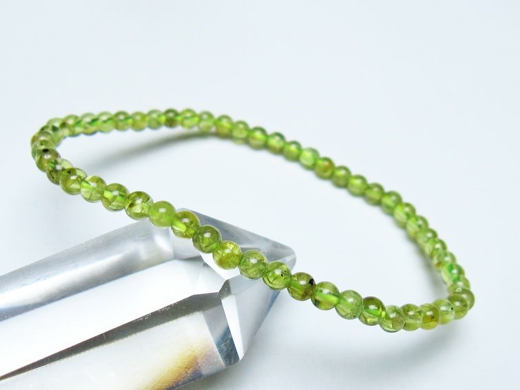 ペリドット ブレスレット 4mm メール便可 一点物 111-50557