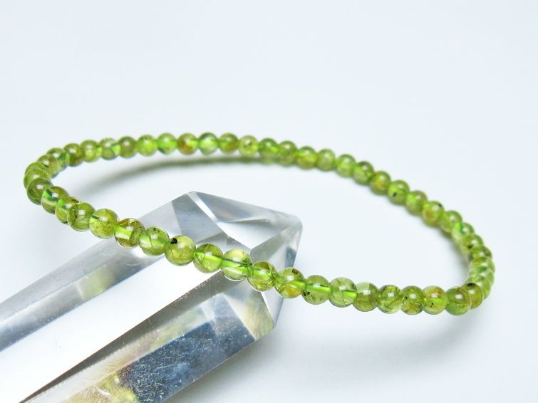 ペリドット ブレスレット 4mm メール便可 一点物 111-50558