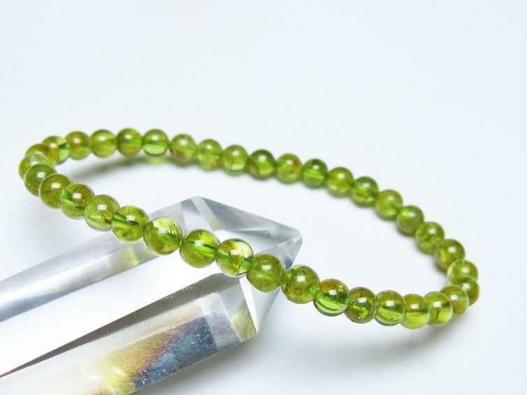 ペリドット ブレスレット 5mm メール便可 一点物 111-50559