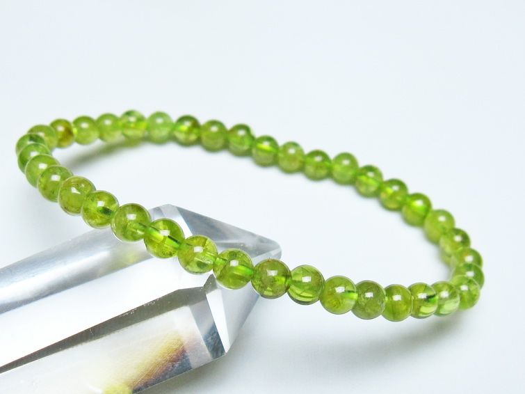 ペリドット ブレスレット 5mm メール便可 一点物 111-50560