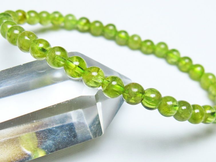 ペリドット ブレスレット 5mm メール便可 一点物 111-50560
