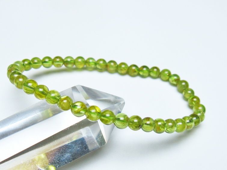 ペリドット ブレスレット 5mm メール便可 一点物 111-50561
