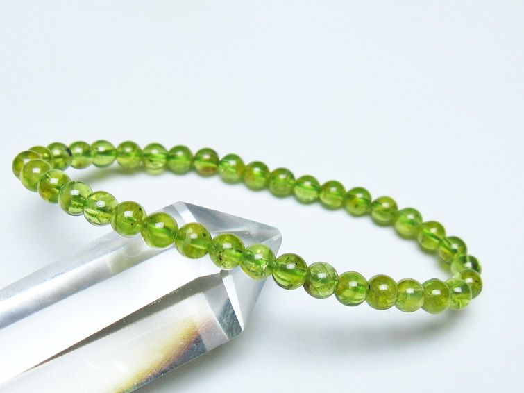 ペリドット ブレスレット 5mm メール便可 一点物 111-50562