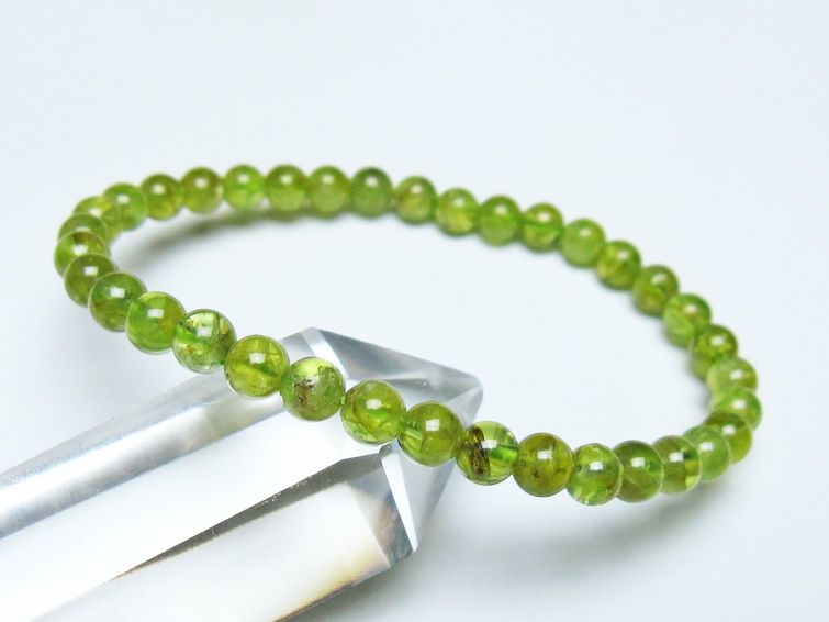 ペリドット ブレスレット 5mm メール便可 一点物 111-50563