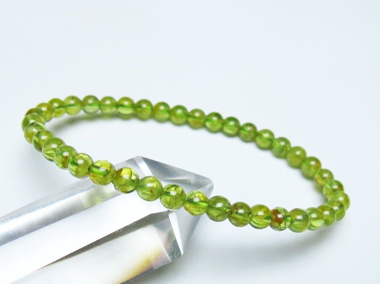 ペリドット ブレスレット 5mm メール便可 一点物 111-50564
